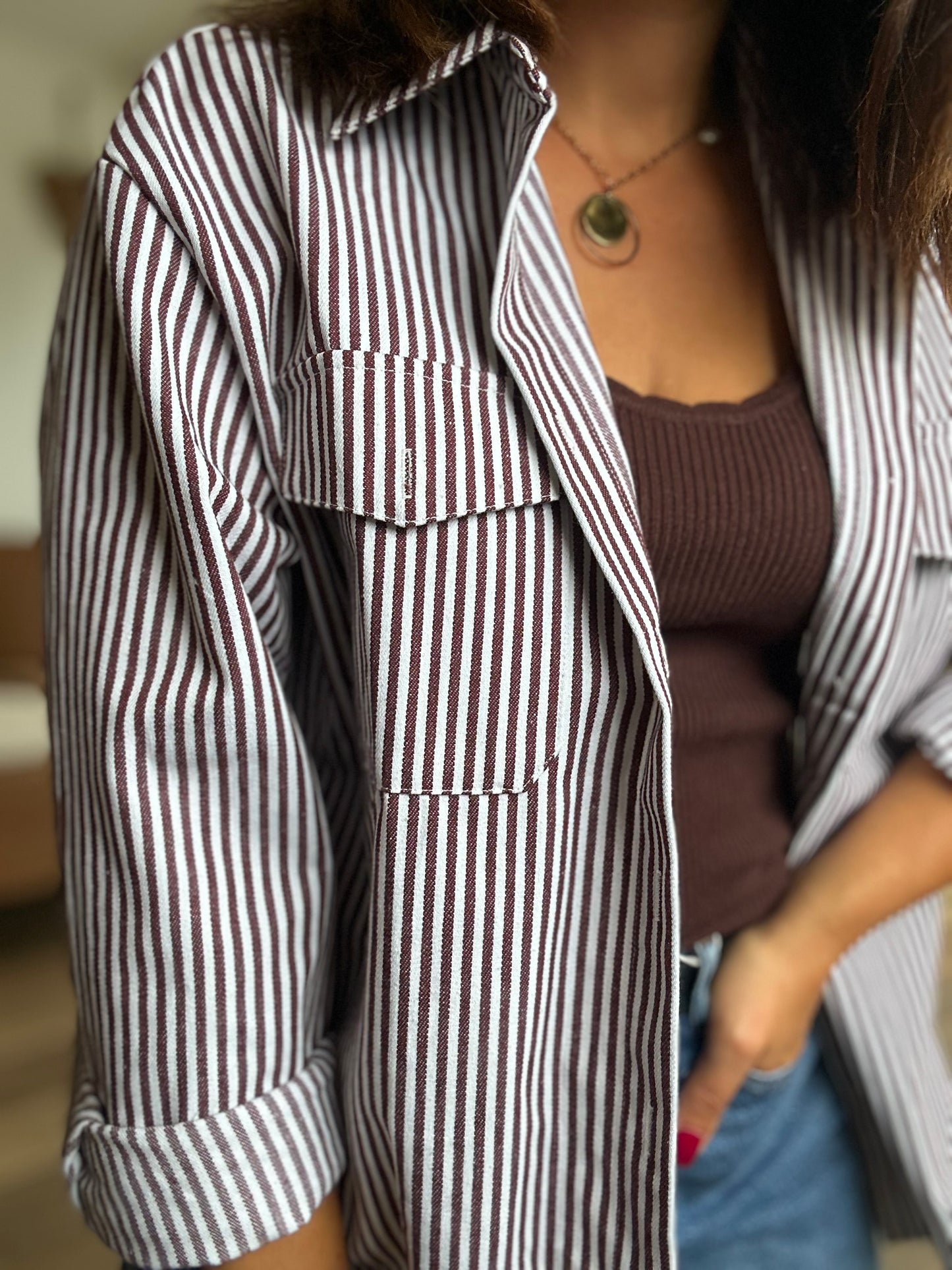 Chemise Rayé | Camel