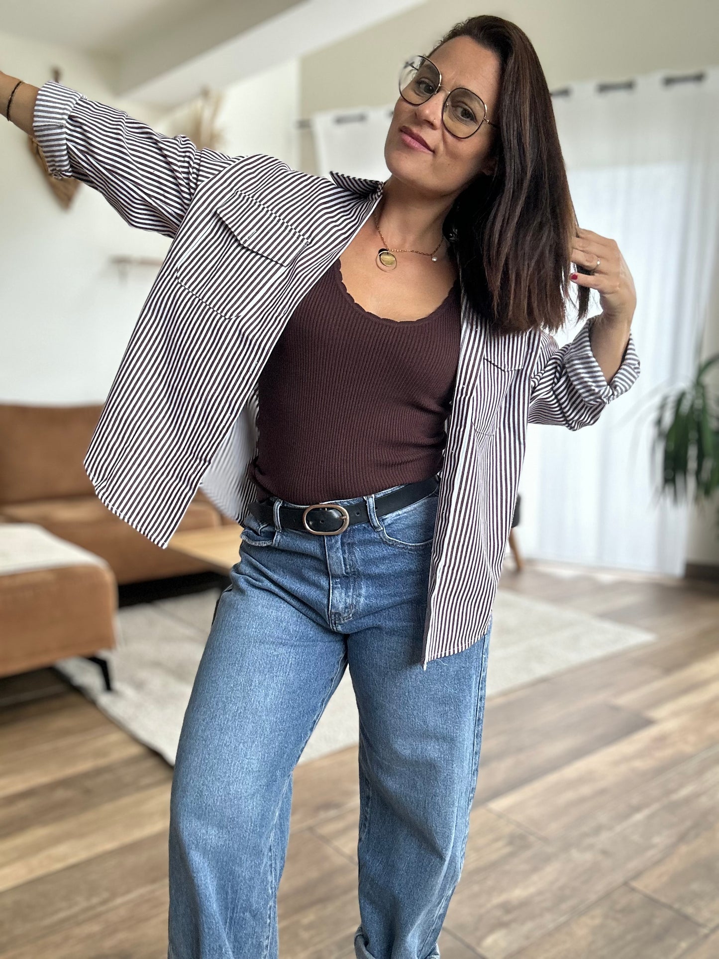 Chemise Rayé | Camel