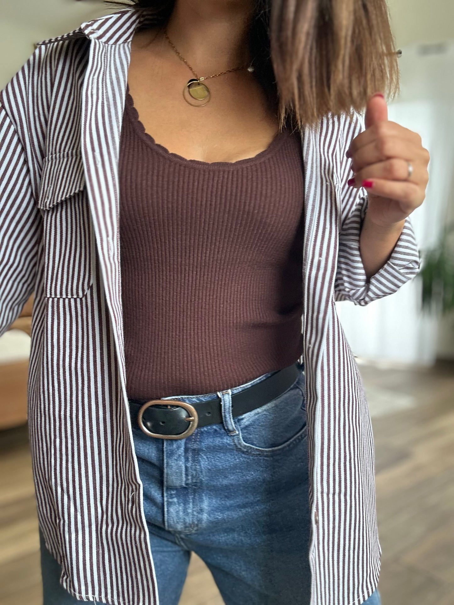 Chemise Rayé | Camel