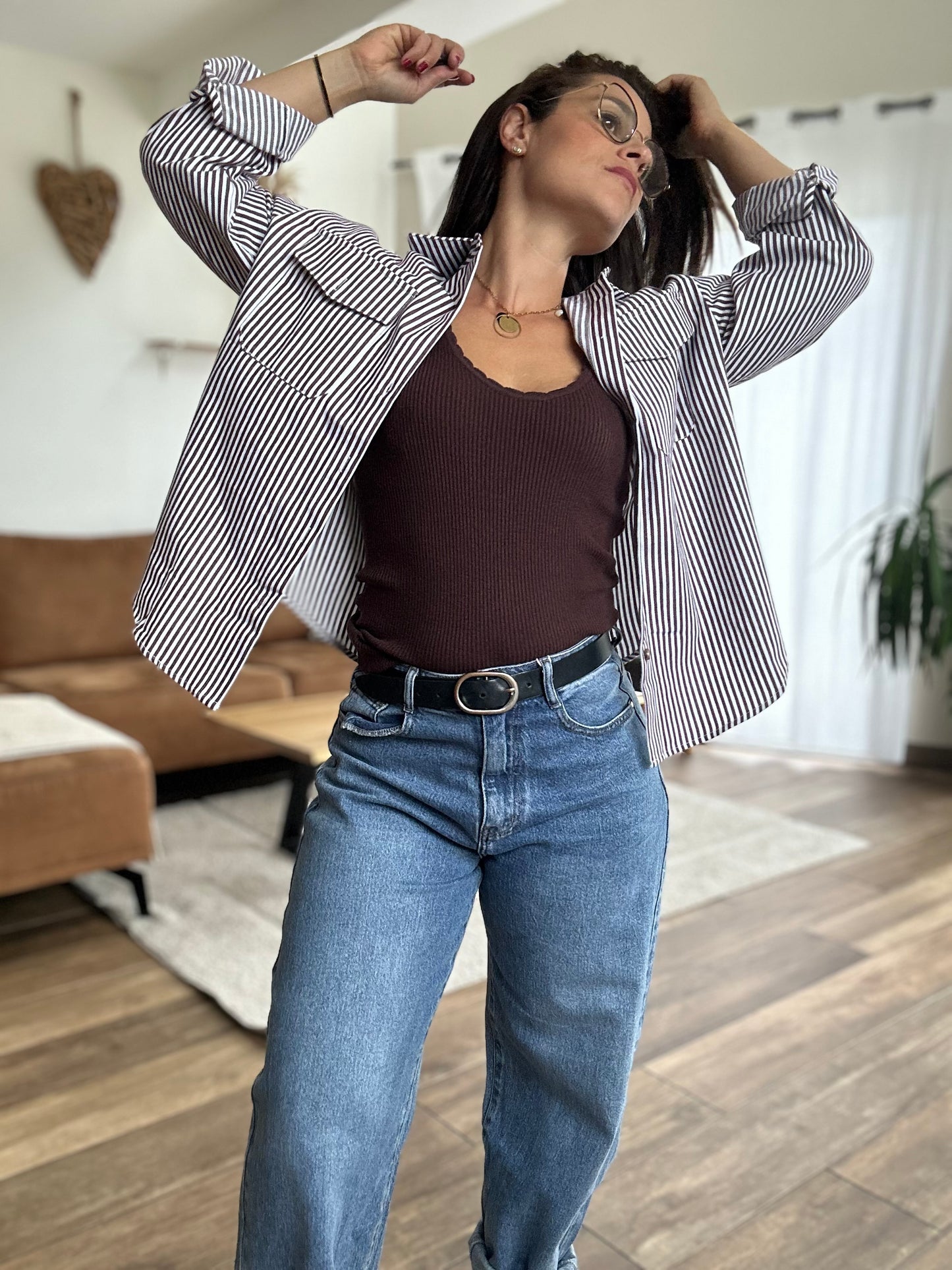 Chemise Rayé | Camel