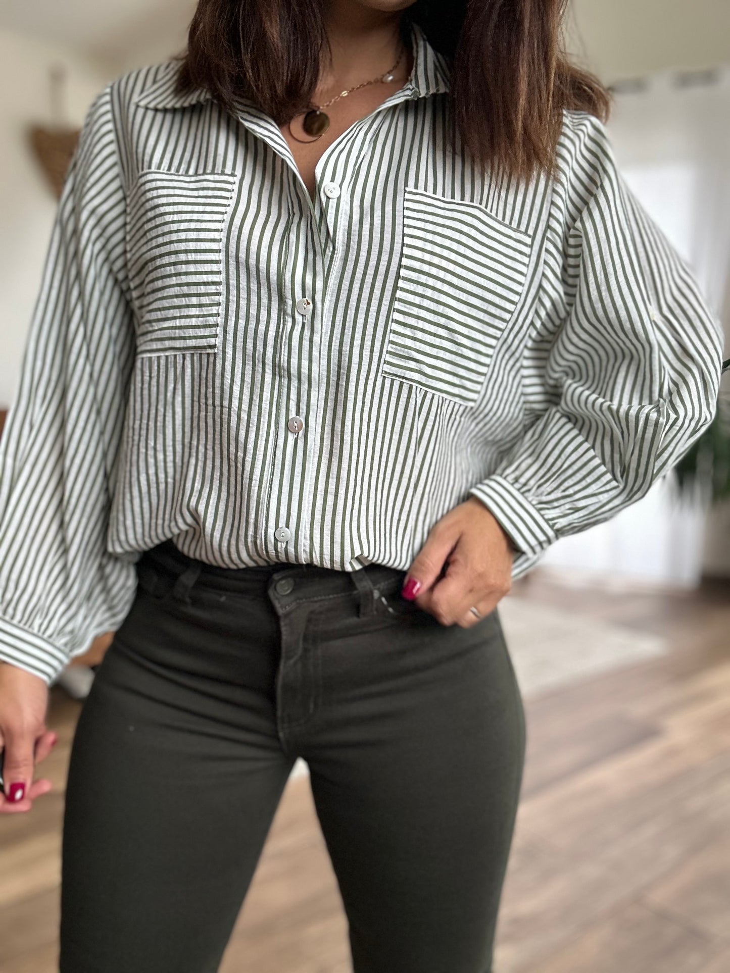 Chemise | Rayé vert