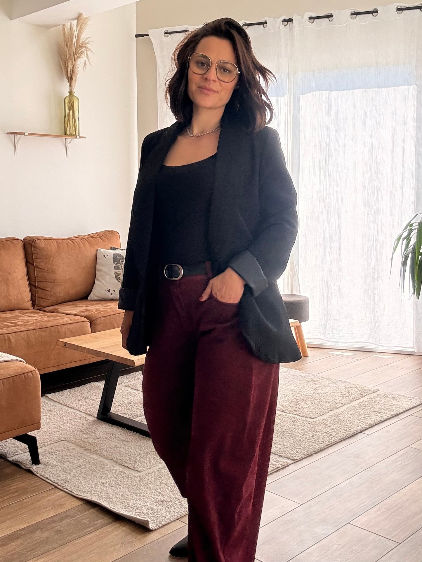 Pantalon Barrel | Aubergine