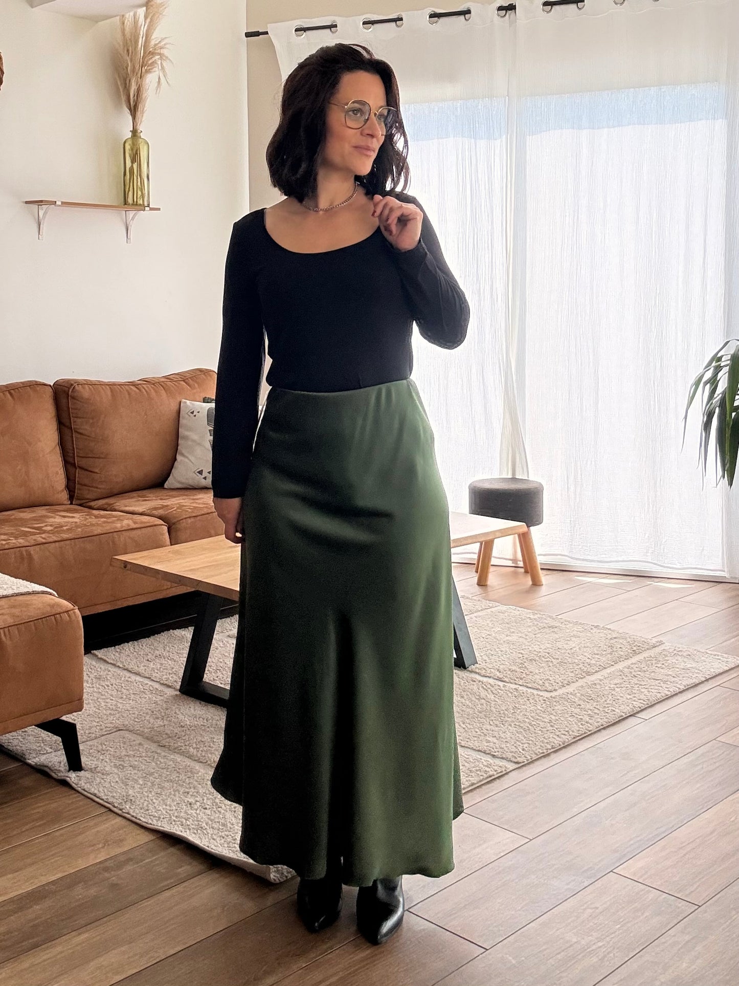 Jupe Satinée | Kaki