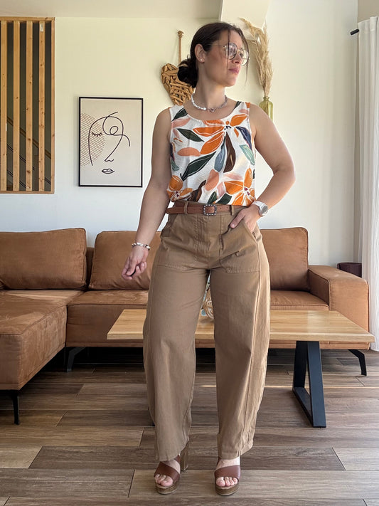 Pantalon | Barrel camel