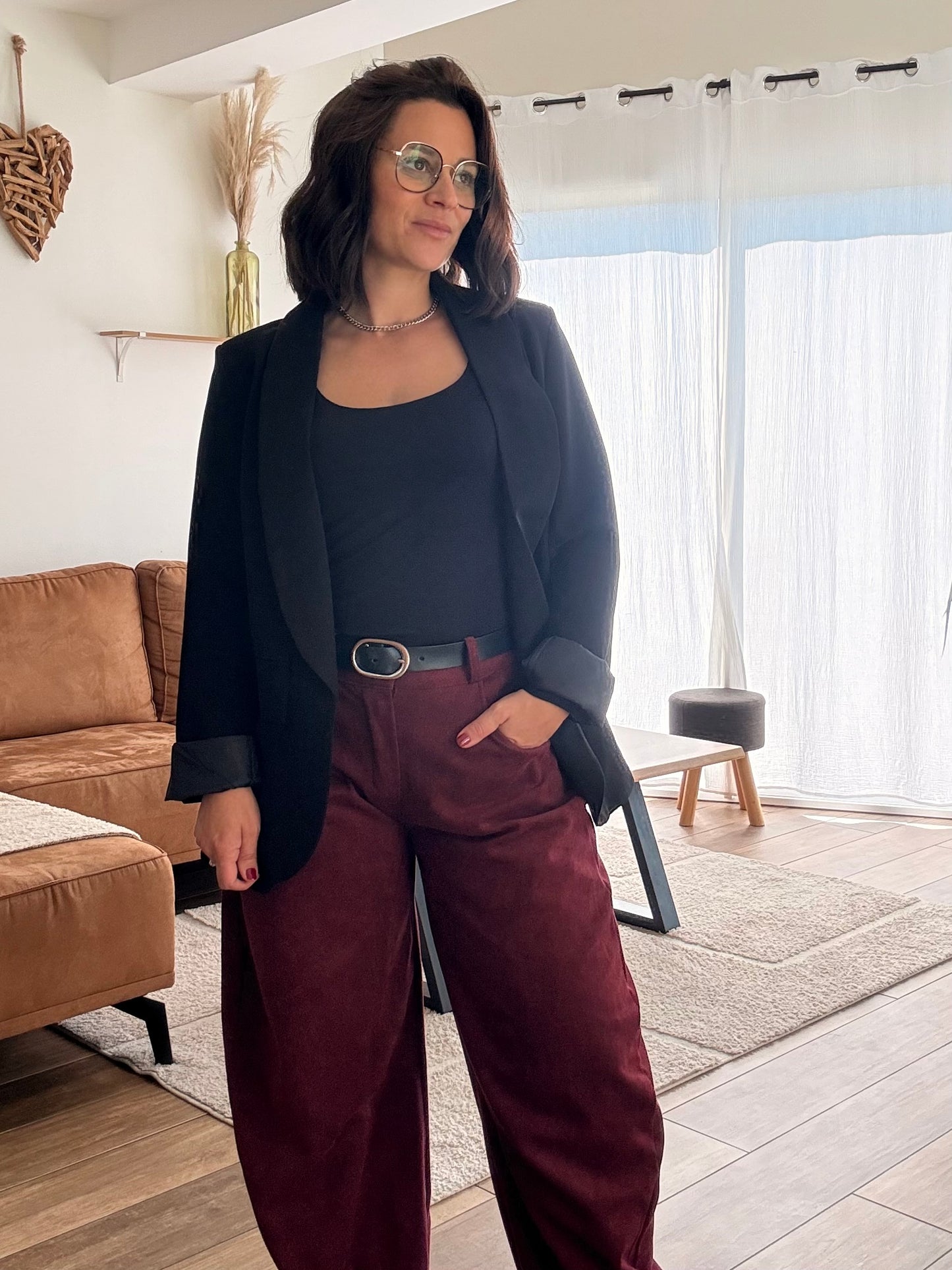 Pantalon Barrel | Aubergine