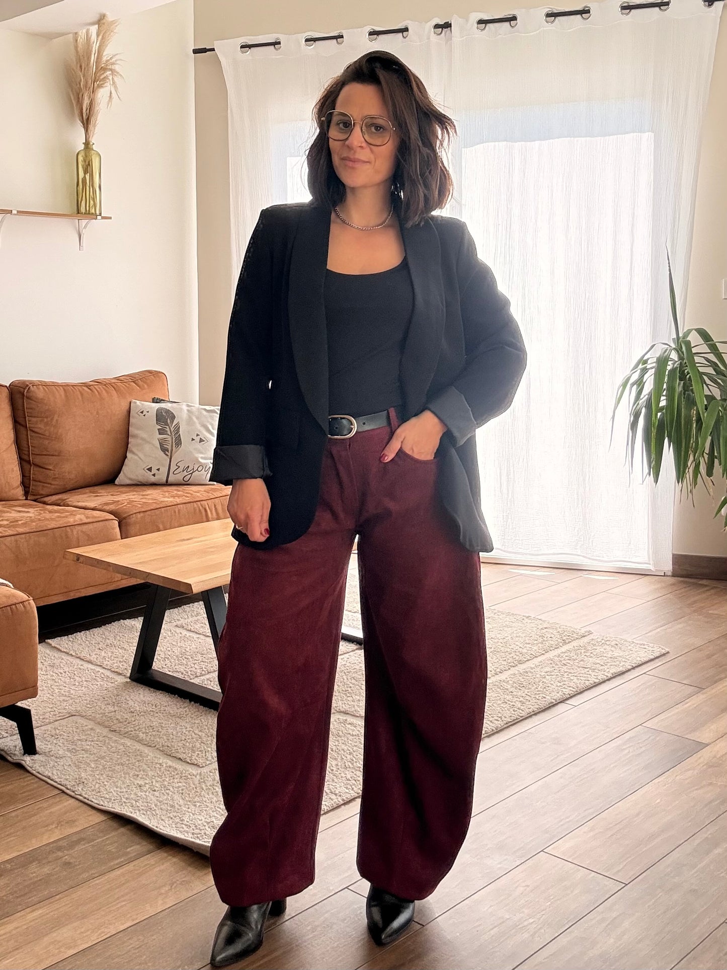 Pantalon Barrel | Aubergine