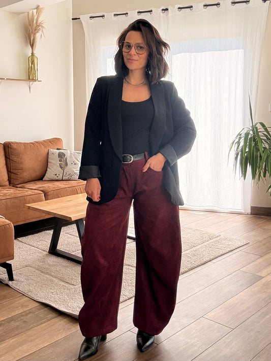 Pantalon Barrel | Aubergine