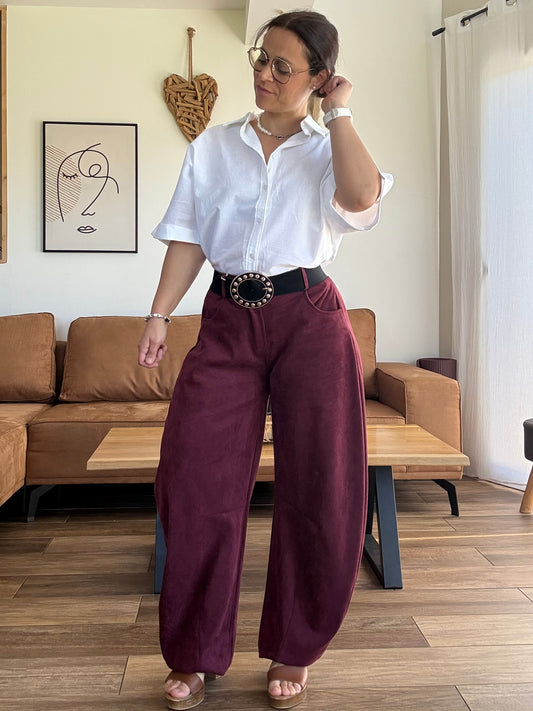 Pantalon Barrel | Aubergine