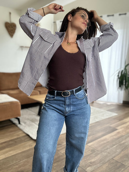 Chemise Rayé | Camel